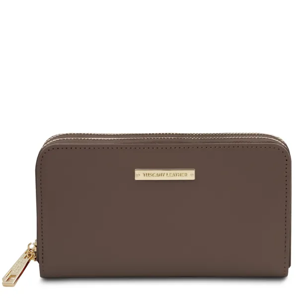 Gaia Double zip around leather wallet