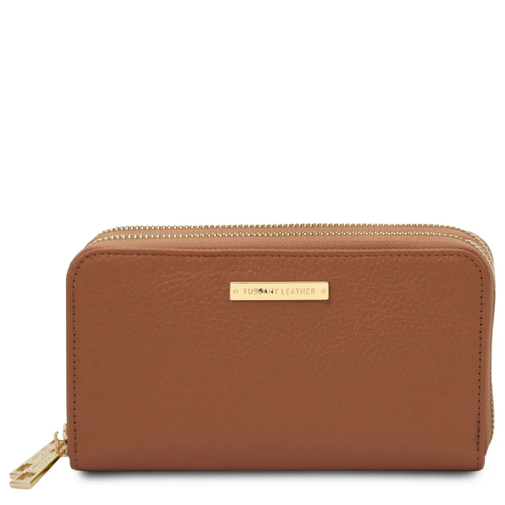Mira Double zip around leather wallet