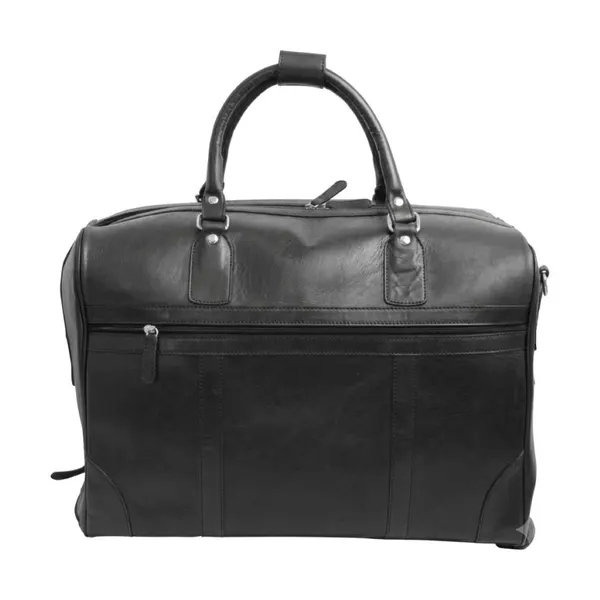 Full-grain leather duffel bag with trolley