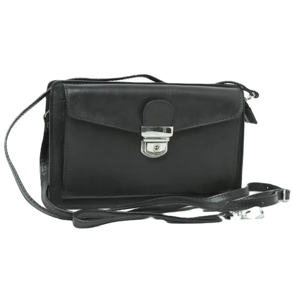 Full grain leather Clutch  - black