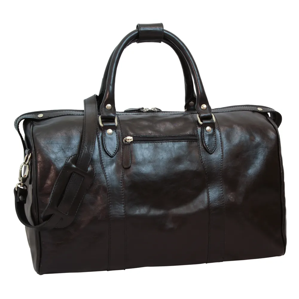 Italian Leather Travel Bags for Men in Full-Grain Leather - Black