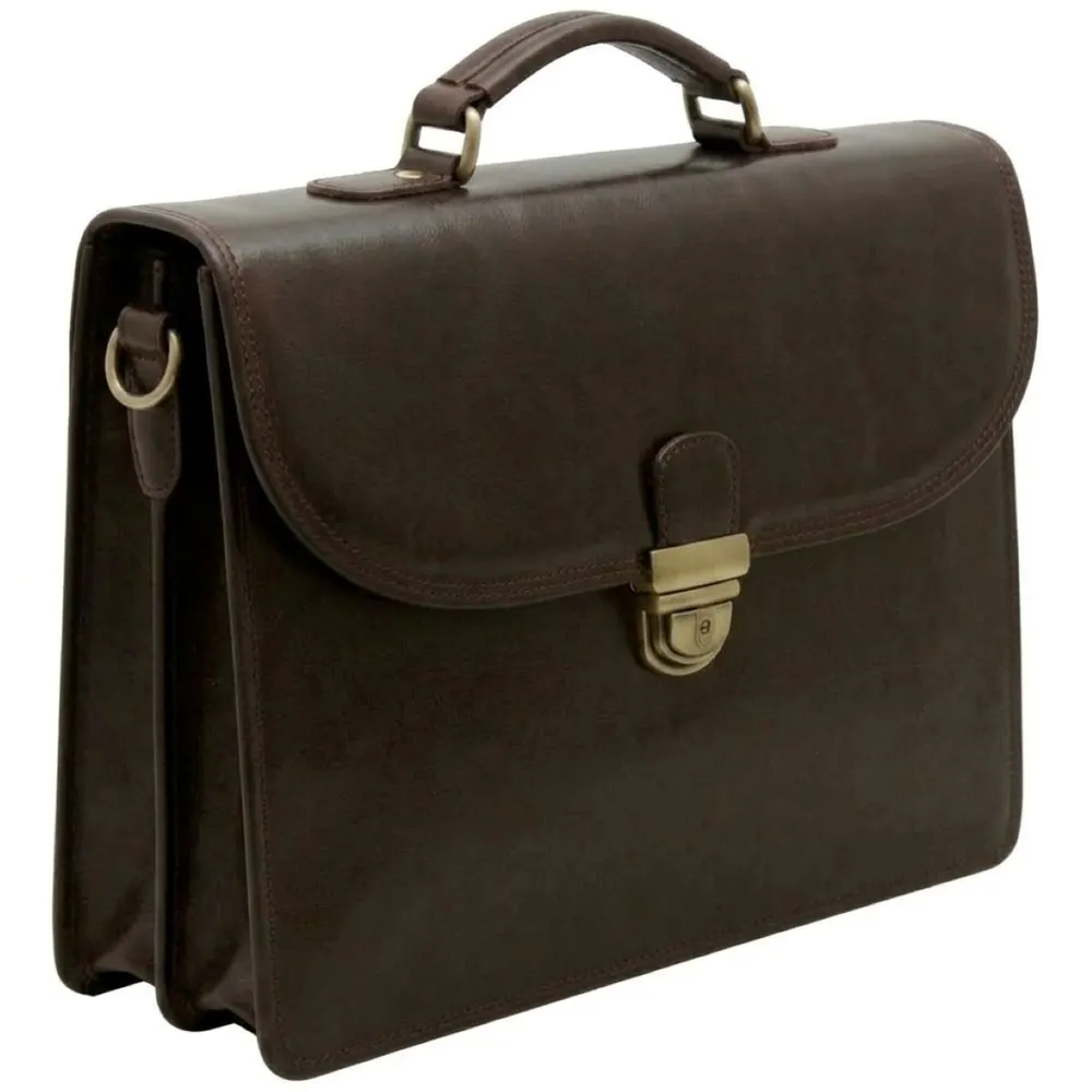 Vachetta Leather Briefcase - Dark Brown