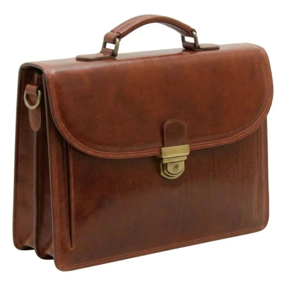  Leather Shoulder Bag for Men in Full-Grain Leather. Brown