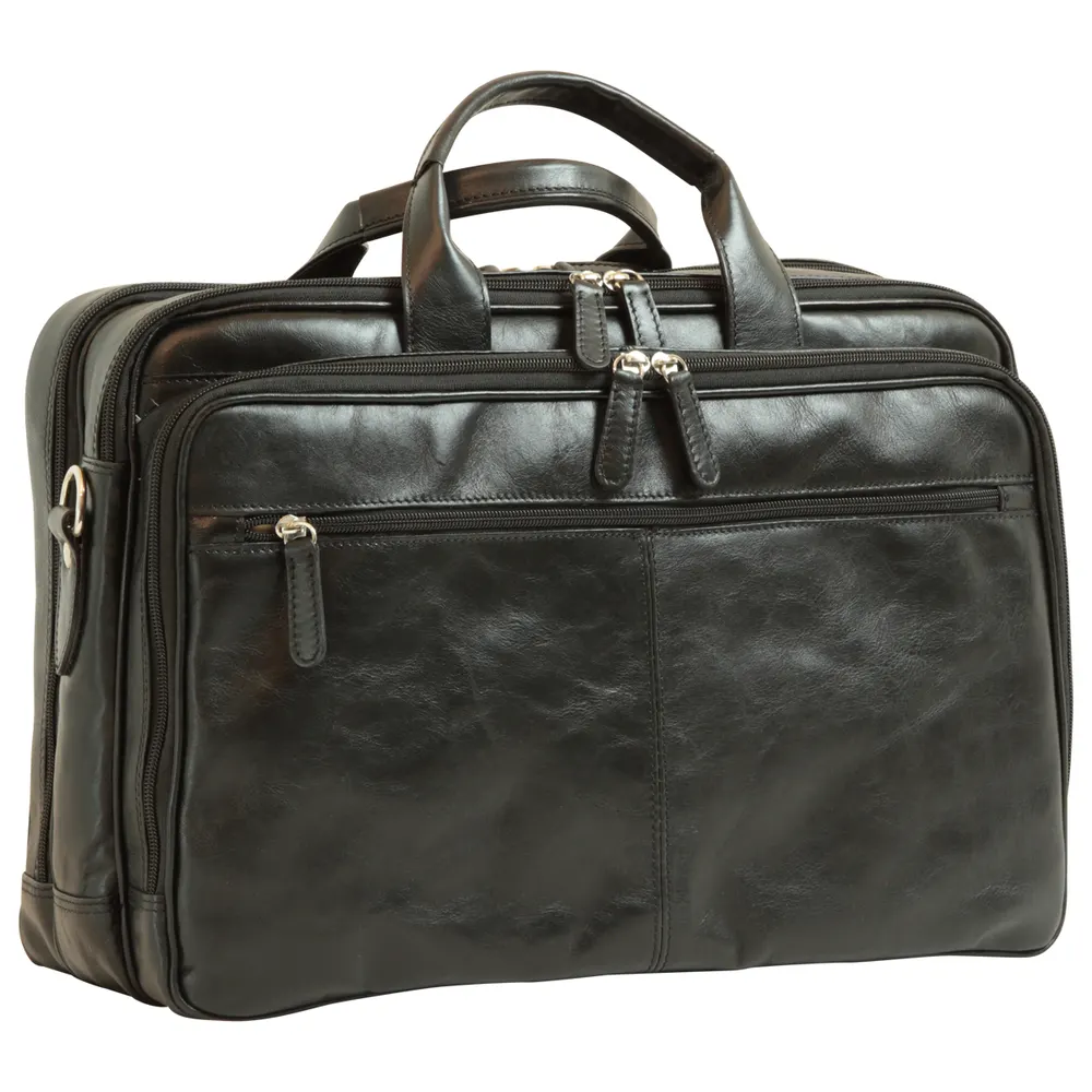 Leather computer briefcase - Black