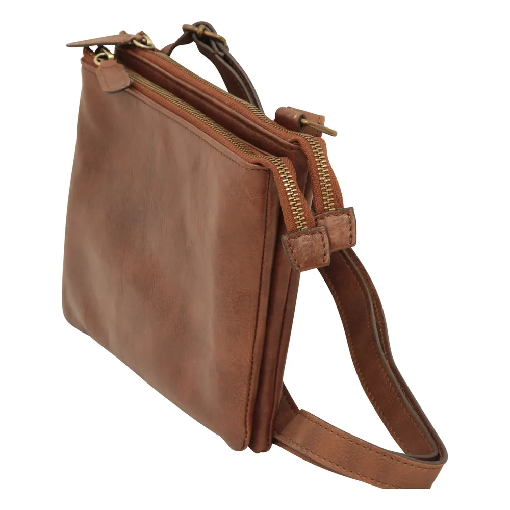 full-grain calfskin leather shoulder bag - Brown
