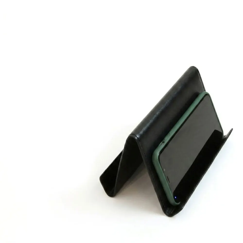 Leather ipad and iphone stand - black